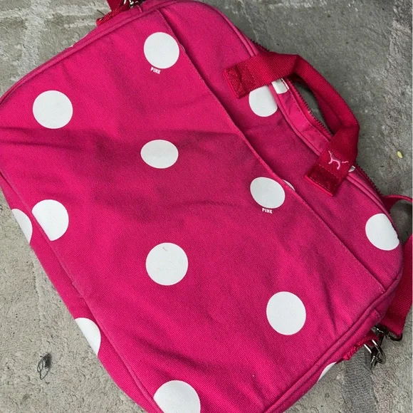 PINK Victoria's Secret Pink and White Polka Dot Backpack - Picture 3 of 4